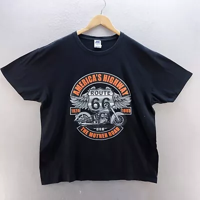 Buy Route 66 T Shirt 2XL Black Graphic Print Americas Highway Cotton Mens • 9.99£