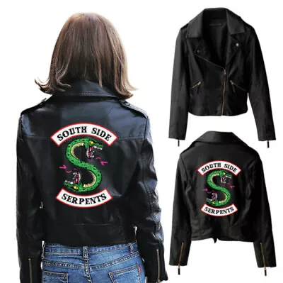 Buy New Southside Serpents Riverdale Women's Leather Jacket Print Jumper Coats UK • 31.19£