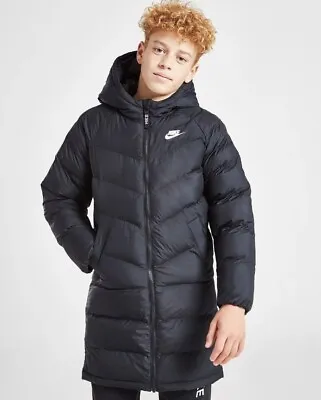 Buy Nike Sportswear Hooded Puffer Jacket Medium Kids Black DX1268-010 • 79£