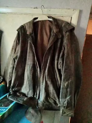 Buy Distressed Look Brown Leather Jacket • 9.15£
