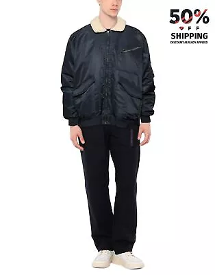 Buy LEE Sky Captain Flight Jacket Size L Padded Blue Full Zip Sherpa Collar • 14.99£