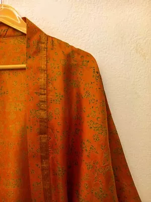 Buy Pure Silk Short Kimono Duster Jacket Cardigan Cape Loose Robe Orange KMS2186 • 27.71£