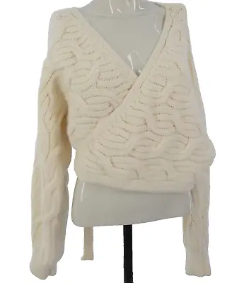 Buy Zara Cardigan Cable Knit Wrap Sweater Top Cream V Neckline Size S • 24.99£