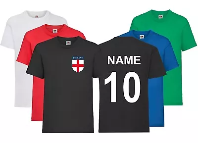 Buy England Football Personalised Kids T Shirt Boys Girls Name Age Retro Gift Tee CR • 5.99£