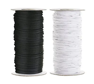 Buy Black White Elastic Cord Strong Round Shock Bungee Sewing Upholstery Clothing UK • 17.49£