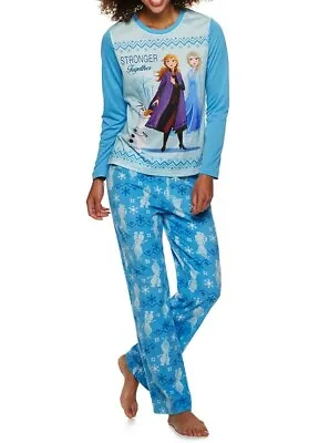 Buy NEW FROZEN II 2 MOVIE Pajamas Womens Size Medium Elsa,Anna,Olaf 8/10 Fleece NWT • 33.58£