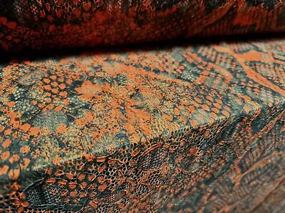 Buy Stretch Lace Fabric, Per Metre -Scalloped Selvedge - Snakeskin Print - Orange • 7.99£