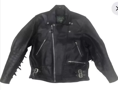 Buy Mens Black Motorcycle Biker Style Jacket Size 48 Charlie Real Leather London  • 39.99£