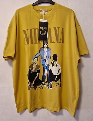 Buy Nirvana Mustard Yellow Ss T Shirt Xl Bnwt Kurt Cobain Kc 30 Anniversary Grohl Dg • 19.99£