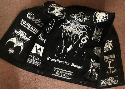 Buy Battle Jacket Cut-Off Denim Vest Black Metal Patch Mayhem Darkthrone Bathory 4XL • 236.66£