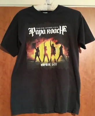 Buy Papa Roach Double Sided 2011 Time For Annihilation Tour Band T-Shirt Adult Sm • 28£