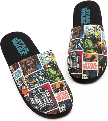 Buy STAR WARS Slippers Mens Adults Comic Slip-On Black House Shoes  • 48.19£