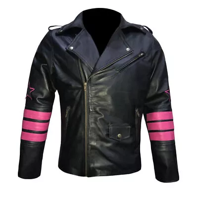 Buy Hitman Hart Cosplay Bret Famous Wrestler Embroidered Skull Real Leather Jacket • 109.99£