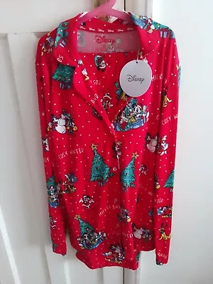 Buy Disney Ladies RedChristmas Mickey Mouse Pyjama Set Size Small • 10£