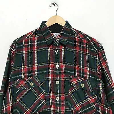 Buy Vintage 90s Green Chequered Flannel Shirt Shacket Jacket - Large • 15£