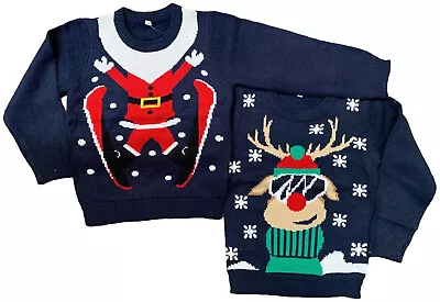 Buy Boys Christmas Jumper Kids Xmas Festive Jumpers Santa Reindeer 3-14 Years New • 8.99£