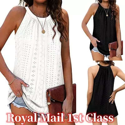 Buy Womens Sleeveless Vest Tops Ladies Summer Casual T-Shirt Tank Blouse Plus Size • 6.98£