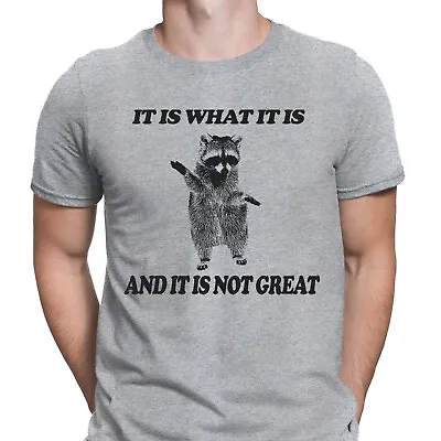 Buy It Is What Raccoon Meme Joke Funny Drawing Retro Vintage Mens T-Shirts Top #DJG • 9.99£