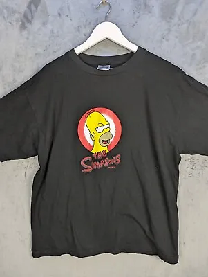 Buy The Simpsons T Shirt XL  Black Graphic Print Homer Short Sleeve Vintage 2002 • 25.95£