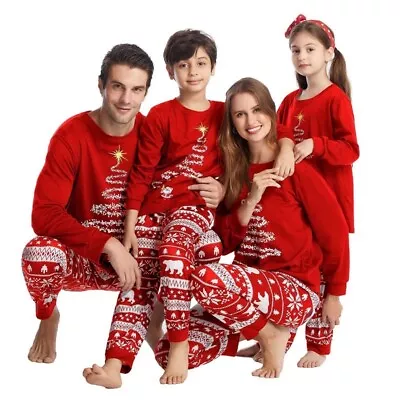 Buy Family Matching Christmas Pyjamas Adult Kids Xmas Tree Nightwear Pajamas PJs Set • 8.99£