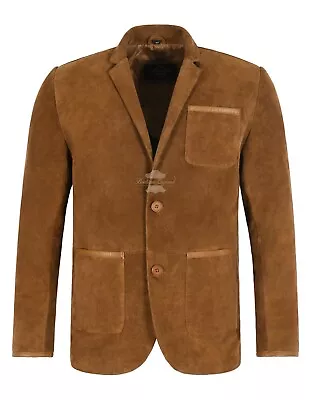 Buy MILANO SPORTS BLAZER COAT TAN Suede Classic Tailored Soft 100% Real Suede Jacket • 129.72£