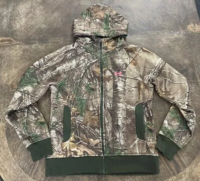 Buy Under Armour Womens Small Camo Realtree Full Zip Cold Gear Semi Fitted Hoodie • 18.85£