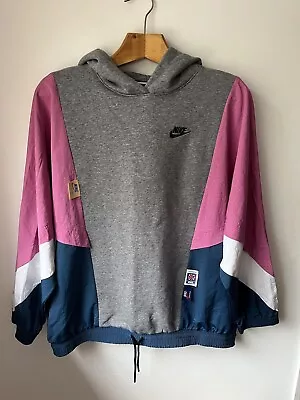 Buy NIKE Retro 80’s Sportswear Tags Icon Clash Hoodie Sweatshirt Women’s M Pink Grey • 39.99£