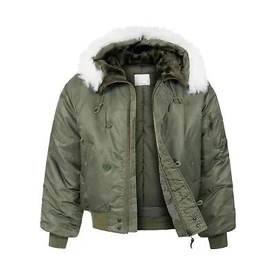 Buy Army Parka Padded Bomber Jacket Military N2B Insulated Snorkel Hooded Coat Olive • 61.74£