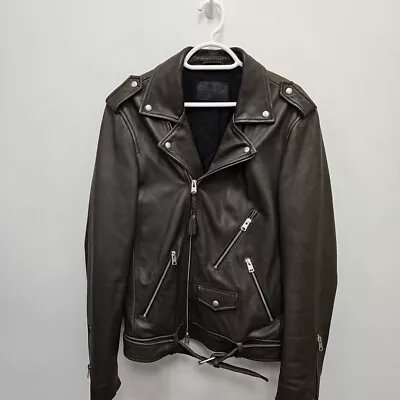 Buy Allsaints Brivio Biker Punk Bomber Full Zip Leather Cafe Racer Jacket Small Mens • 69.99£