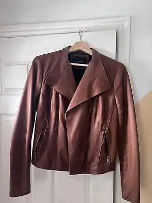 Buy REAL LEATHER Marc New York Andrew Medium Brown Leather Moto Jacket Motorcycle  • 57.63£
