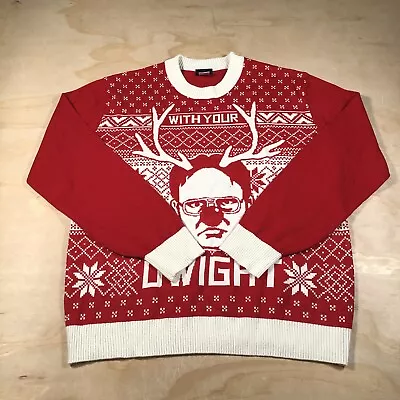Buy The Office Christmas Sweater Adult Large Red Holiday Ugly Dwight Long Sleeve • 12.79£