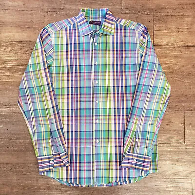 Buy PURPLE LABEL Ralph Lauren Men's Medium Soft Italian Brushed Cotton Madras Shirt • 62.44£