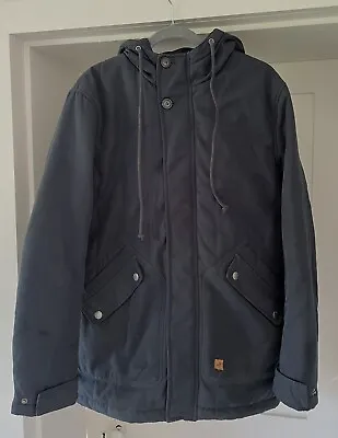 Buy Originals By Jack & Jones Navy Blue Parka Hooded Winter Jacket Coat Size M • 14.99£