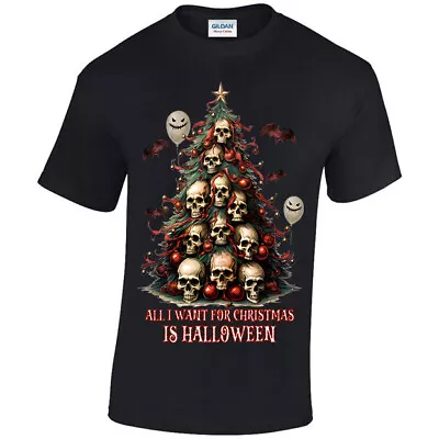Buy All I Want For Christmas Is Halloween, T-shirt Unisex S - 5XL, Gothic Tree Skull • 14.95£