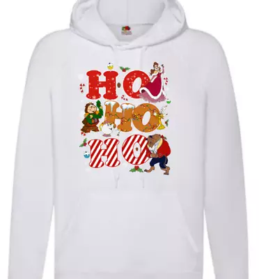 Buy Beauty And The Beast White Hoody Ho Ho Christmas Xmas Hoodie Ladies Women's Uk • 19.99£