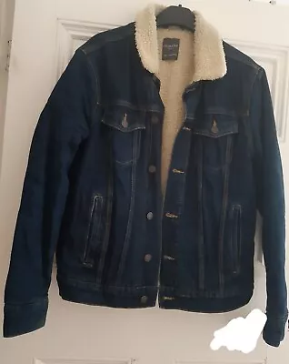 Buy Jacket Denim Fleece Lined Fur Collar S/M • 11.50£