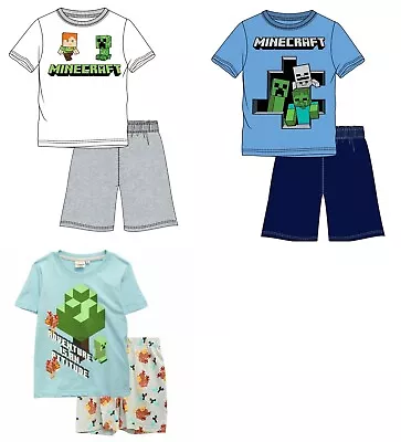 Buy Boys Minecraft Pyjamas Nightwear Top Shorties • 12.89£
