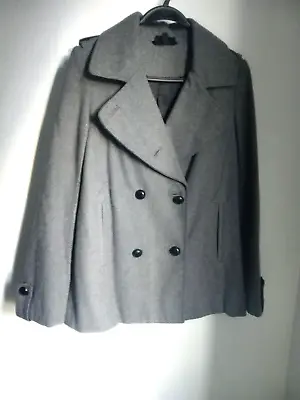 Buy Topshop Winter Wool Pea Coat Size 6 Grey Wool Jacket Vgc • 25£