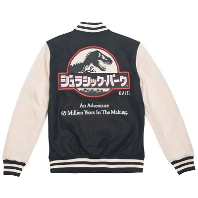 Buy BAIT X Jurassic Park Men Classic Varsity Jacket Brown Sand • 141.75£