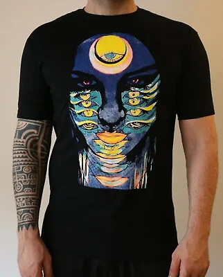 Buy UV Eyes T-shirt Club Rave Black Brand New 100% Cotton Blacklight Psychedelic  • 12£