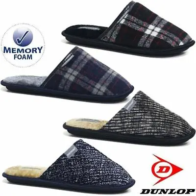 Buy Dunlop Mens Slippers New Winter Warm Fur Cosy Luxury Indoor Slip On Shoes Size • 6.95£