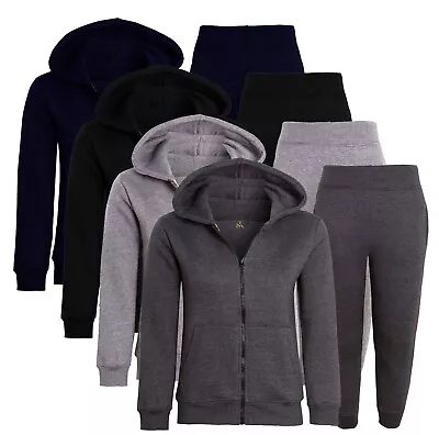 Buy Kids Plain Tracksuit Hoodie With Joggers Jogging Sweatpants Girls Boys Age 5-13 • 9.99£