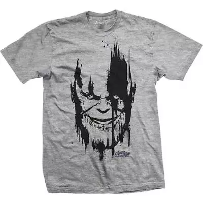 Buy Marvel Comics Official Avengers Infinity Thanos Head Black Mens Grey T-Shirt • 13.95£
