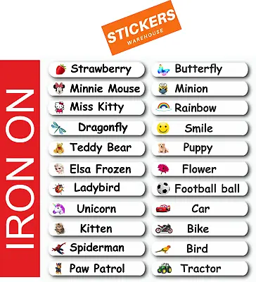 Buy IRON ON Personalised Name School Uniform Stickers Clothing Tags Kids 25pcs • 2.99£