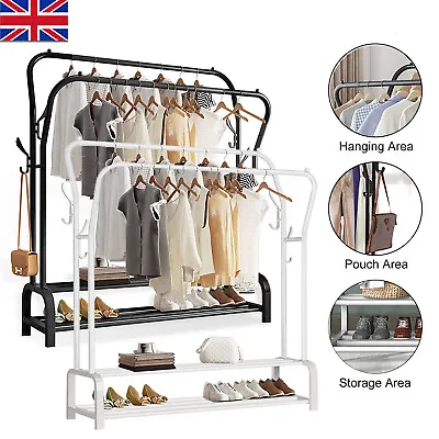 Buy Heavy Duty Double Clothes Rail Hanging Rack Garment Display Stand Shoes Storage • 22.99£