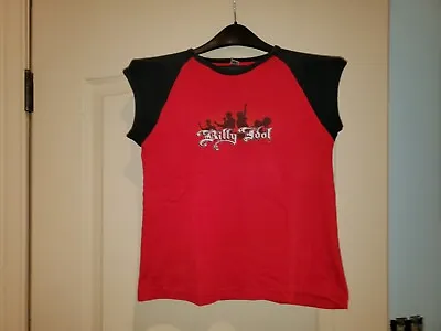 Buy Billy Idol Souvenir Concert Tee Shirt Ladies Red & Black Size L 2003 • 9.47£