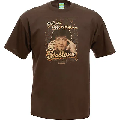 Buy Stallone Get In The Zone Brown T-Shirt. Retro Apparel Clothing Rocky Rambo • 4.95£
