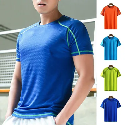 Buy Men Rash Guard Swim Shirt Short Sleeve UV Shirt Athletic Quick Dry T Shirt Tee … • 8.99£
