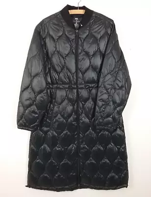 Buy Marks & Spencer Car Jacket Size 14 Black Quilted Henley Stretch Midi Zip NWOT F2 • 9.99£