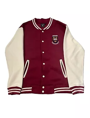 Buy Oxford University Official Vintage Varsity Bomber Jacket | Burgundy - Size Large • 14.99£